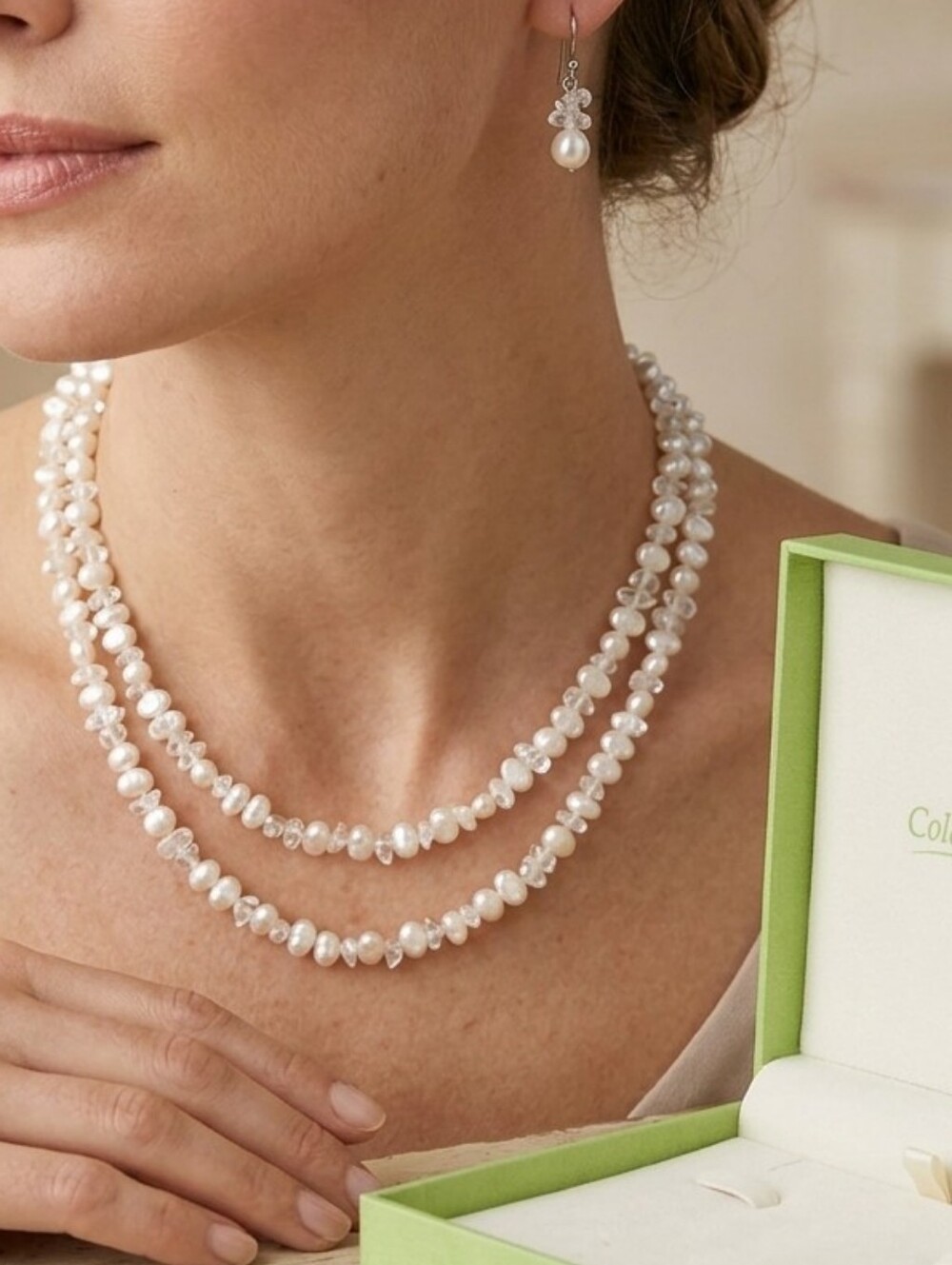 Coldwater Creek Ivory Pearl Necklace with Drop Earrings - Picture 1 of 9